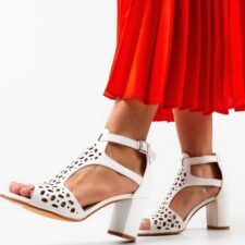 Sandale cu toc Minison Albe