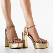Sandale cu toc Miran Aurii