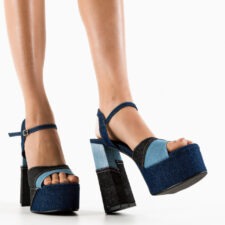 Sandale cu toc Myrat Bleumarin