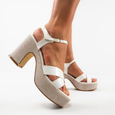 Sandale cu toc Myskyny Albe