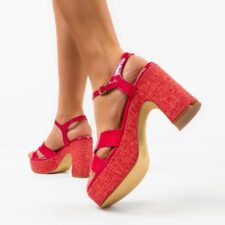 Sandale cu toc Myskyny Fuchsia