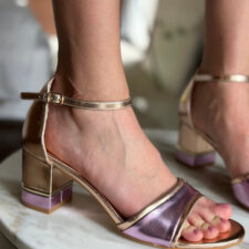 Sandale cu toc Navde Aurii