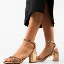 Sandale cu toc Nelson Aurii 2