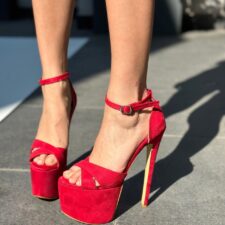 Sandale cu toc Olamide Rosii