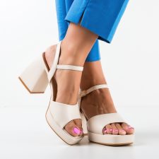 Sandale cu toc Olan Bej