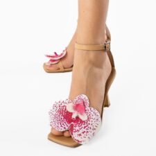 Sandale cu toc Orchidee Bej