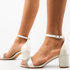 Sandale cu toc Orkestre Albe