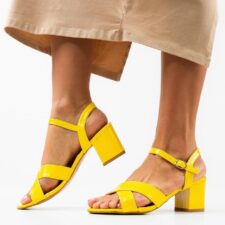 Sandale cu toc Phirun Galbene