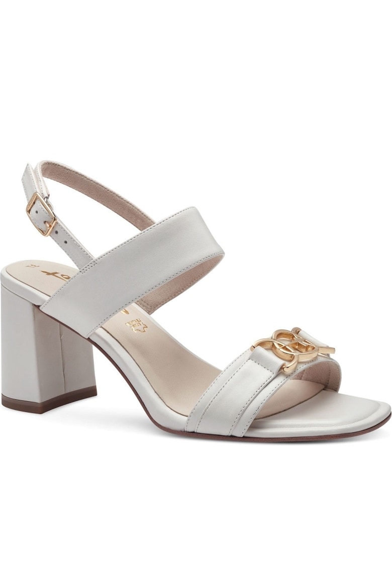 Sandale cu toc - Piele naturala - Alb 1 Sandale cu toc -  Piele naturala - Alb