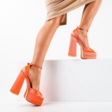 Sandale cu toc Ramnikean Portocalii