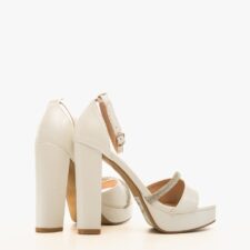 Sandale cu toc Samia Albe