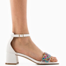 Sandale cu toc Shahar Albe
