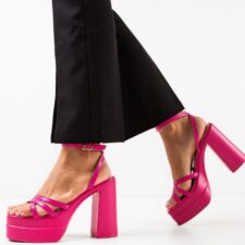 Sandale cu toc Shreya Fuchsia