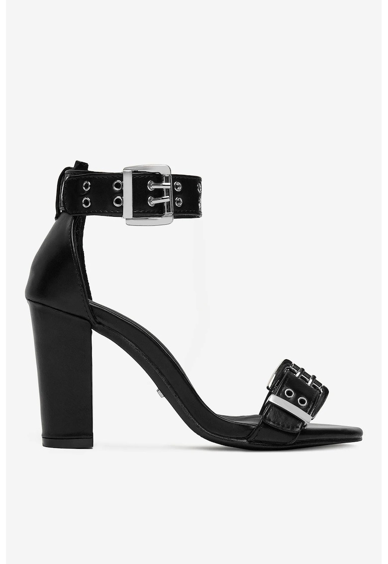 Sandale cu toc Sintetic - Negru 1 Sandale cu toc  Sintetic - Negru