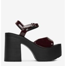 Sandale cu toc  Sintetic - Rosu