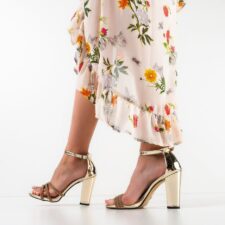 Sandale cu toc Tekyla Aurii