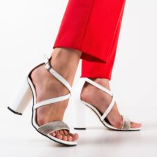 Sandale cu toc Terna Albe