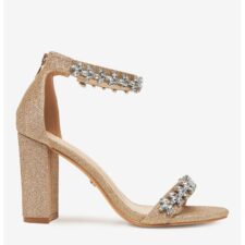 Sandale cu toc  Textil - Auriu