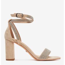 Sandale cu toc  Textil - Bej