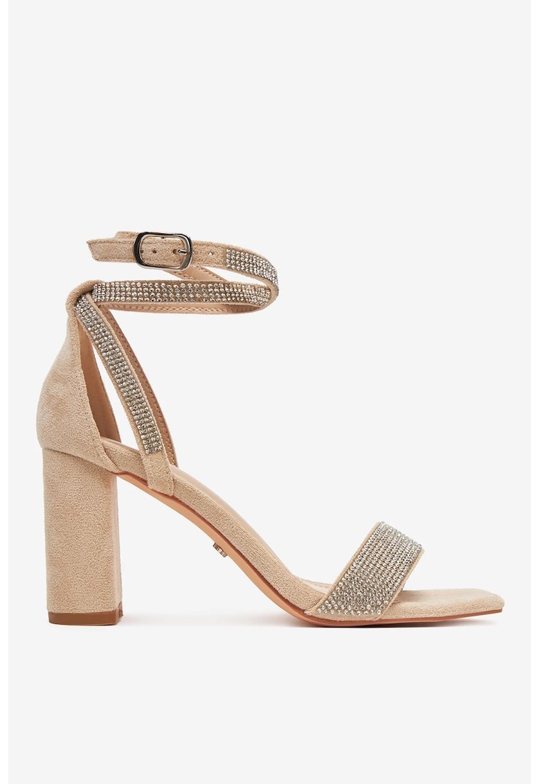 Sandale cu toc Textil - Bej 1 Sandale cu toc  Textil - Bej