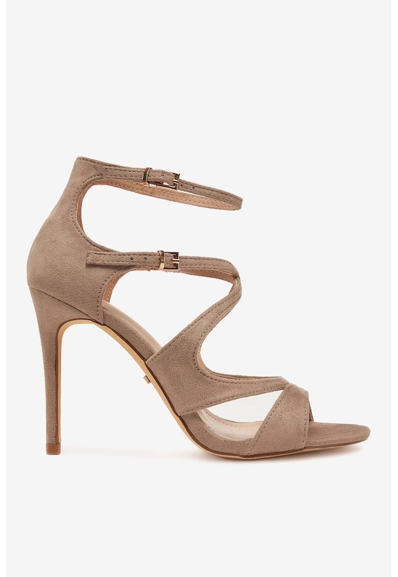 Sandale cu toc Textil - Maro 1 Sandale cu toc Textil - Maro