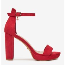 Sandale cu toc  Textil - Rosu
