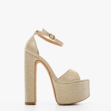 Sandale cu toc Vlandia Aurii