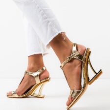 Sandale cu toc Zoya Aurii