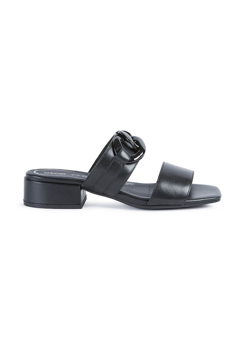 Sandale cu toc - din piele - cu detaliu lant 1 Sandale cu toc - din piele - cu detaliu lant