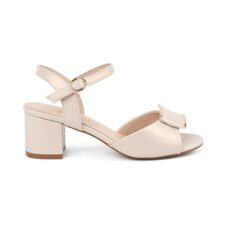 Sandale cu toc din piele ecologica