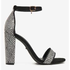 Sandale cu toc din textil