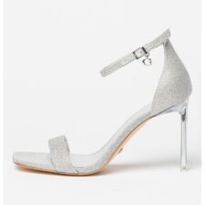 Sandale cu toc inalt si aspect stralucitor