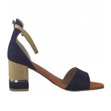 Sandale cu toc inalt si design colorblock