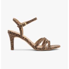 Sandale cu toc inalt si model animal print