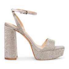 Sandale cu toc inalt si strasuri Lessa-R