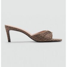 Sandale cu toc kitten si imprimeu