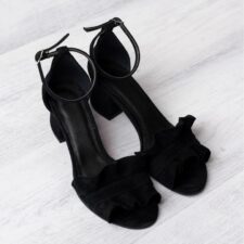 Sandale cu toc masiv Ruffles