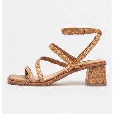 Sandale cu toc masiv si aspect impletit Emolly
