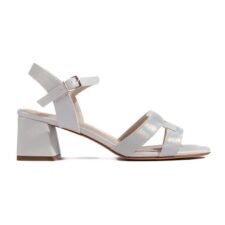 Sandale cu toc masiv si detalii irizate