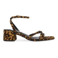 Sandale cu toc masiv si model animal print