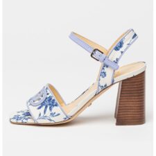 Sandale cu toc masiv si model floral