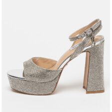 Sandale cu toc masiv si strasuri Transpire
