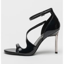 Sandale cu toc si aspect lucios Shimmy
