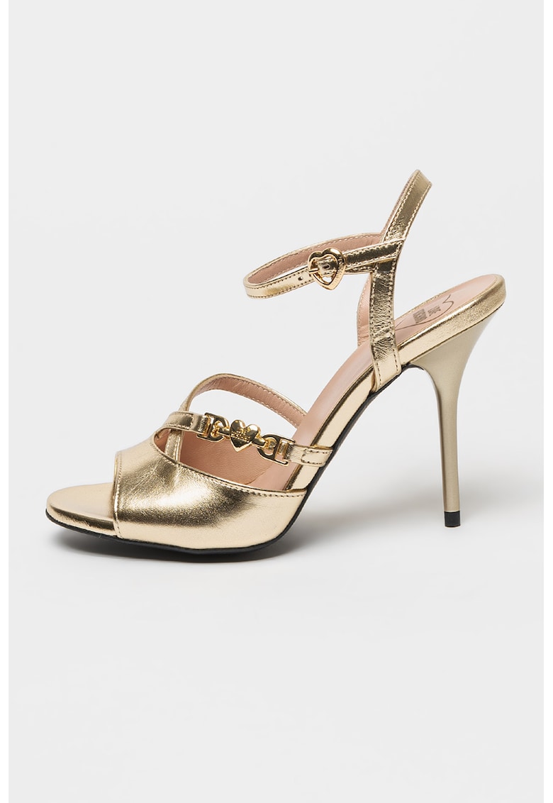 Sandale cu toc si aspect metalizat 1 Sandale cu toc si aspect metalizat