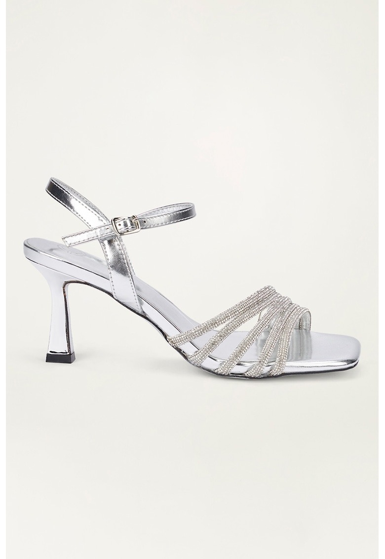 Sandale cu toc si aspect stralucitor 1 Sandale cu toc si aspect stralucitor