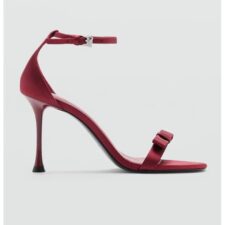 Sandale cu toc si funda decorativa