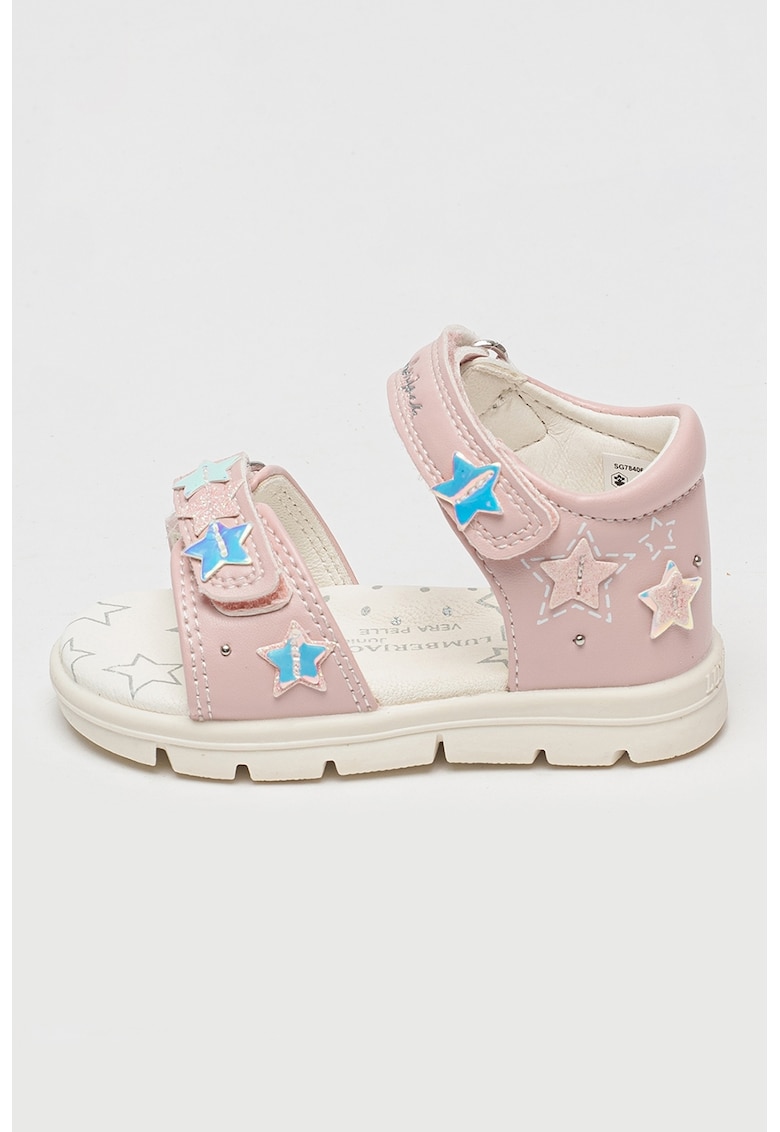 Sandale cu velcro si aplicatie cu stele 1 Sandale cu velcro si aplicatie cu stele