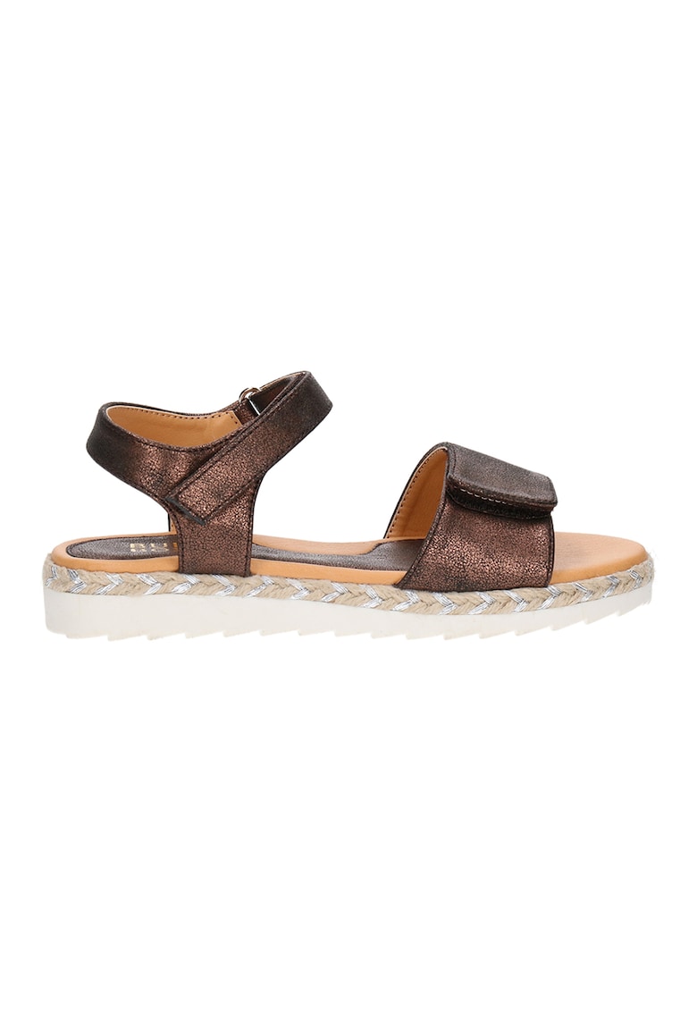 Sandale cu velcro si aplicatii impletite de iuta 1 Sandale cu velcro si aplicatii impletite de iuta