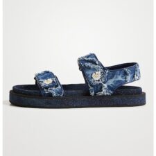Sandale cu velcro si aspect de denim