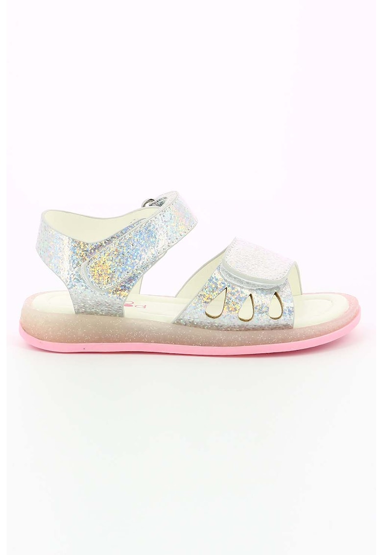 Sandale cu velcro si aspect irizat - Argintiu 1 Sandale cu velcro si aspect irizat - Argintiu